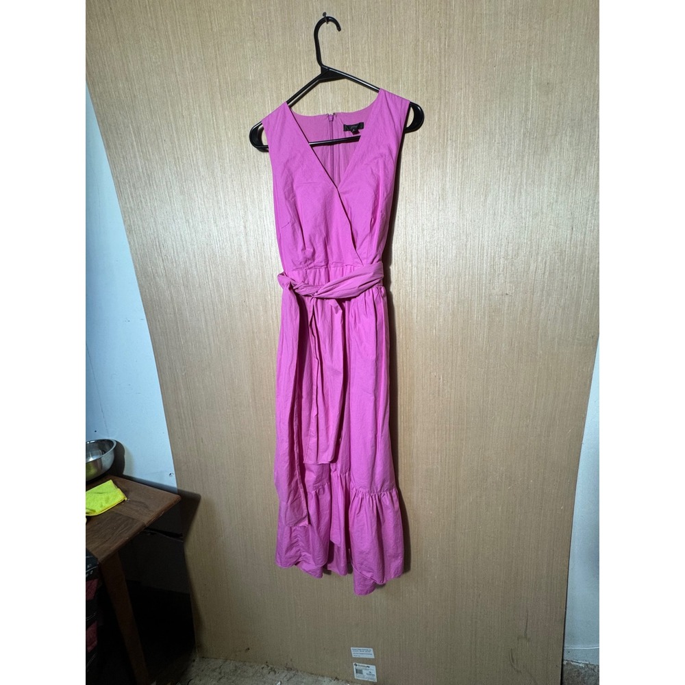 J.Crew Pink Sleeveless Midi Dress Wrap Tie Ruffle Hem Casual‎ Party